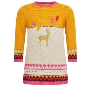 Catimini 18m grey & mustard knitted deer dress